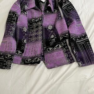 Christopher & Banks Purple Black Textured Blazer Jacket Women’s Size Large New